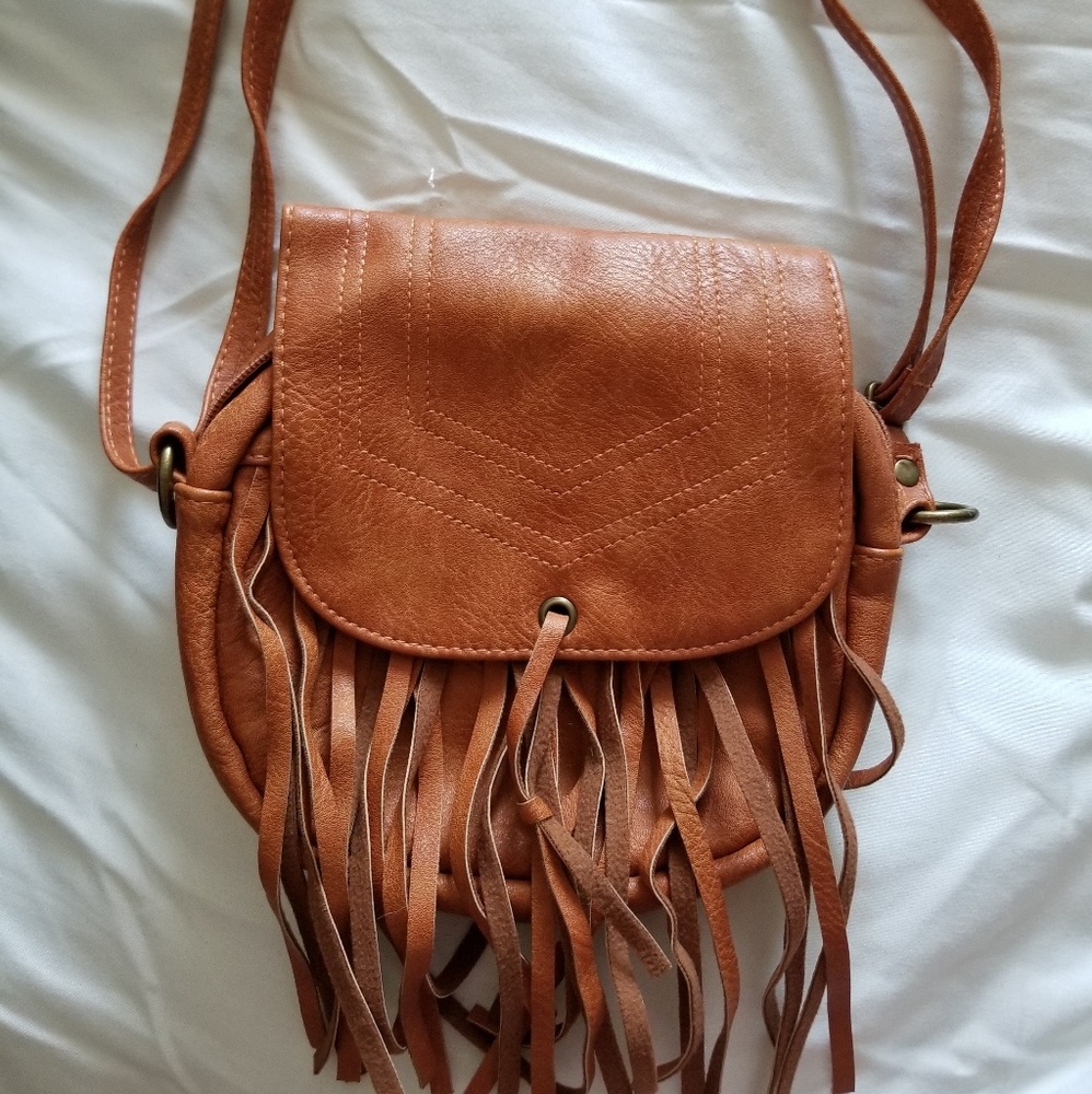 Brown  Fringe  Satchel